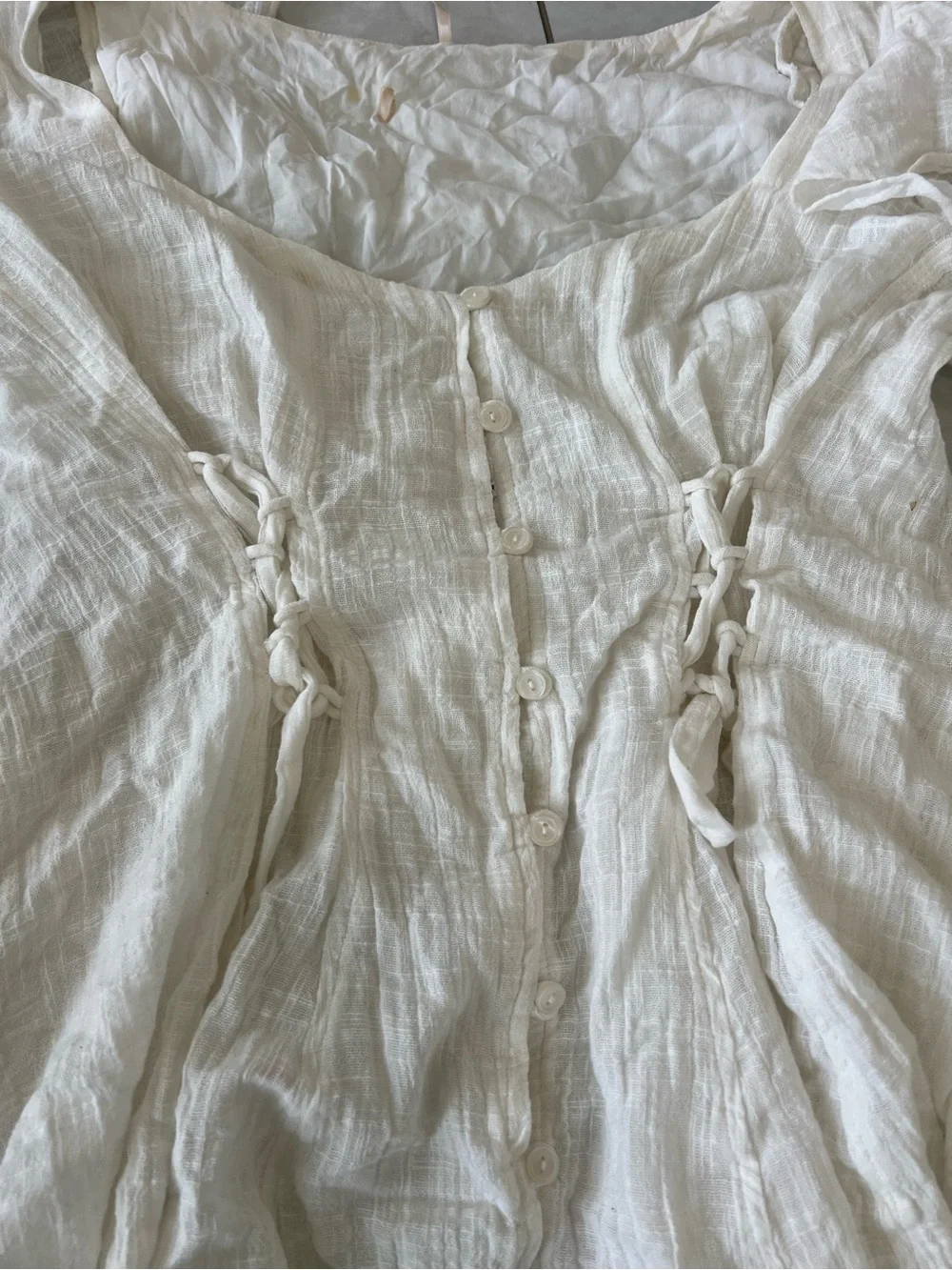 Free People White Lace Up Boho Mini Dress Size Small